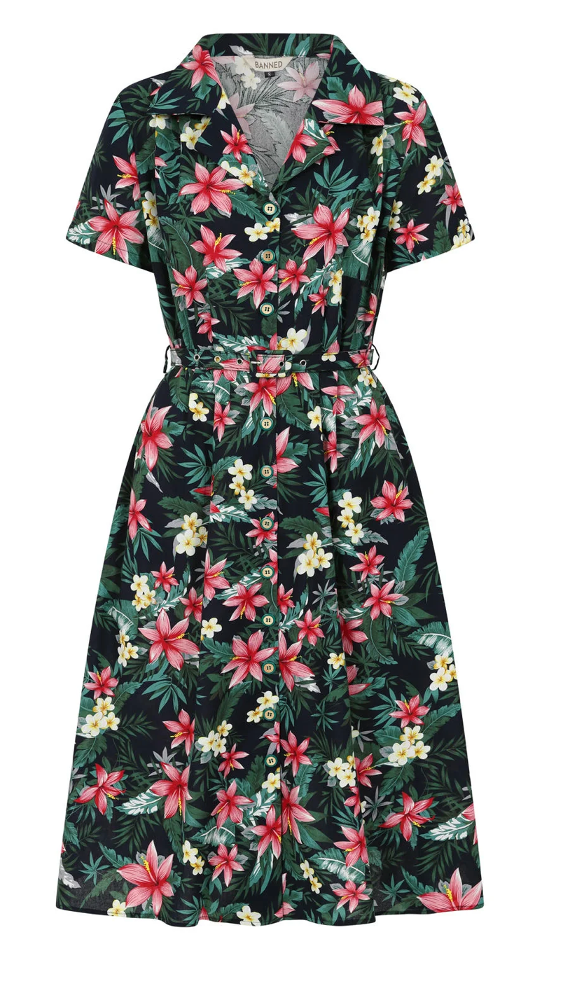 Swingkleid Kate Tropical, Navy