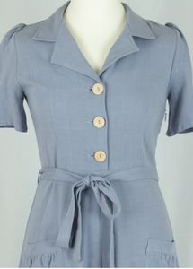 Kleid Revers Dress  Midi Leinen, Lavendel