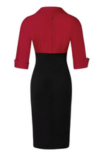 Laden Sie das Bild in den Galerie-Viewer, Bleistiftkleid Dianne Two Toned, Rot- Schwarz
