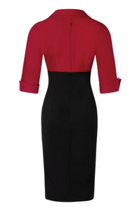 Bleistiftkleid Dianne Two Toned, Rot- Schwarz