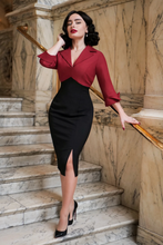 Laden Sie das Bild in den Galerie-Viewer, Bleistiftkleid Dianne Two Toned, Rot- Schwarz
