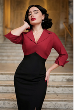 Laden Sie das Bild in den Galerie-Viewer, Bleistiftkleid Dianne Two Toned, Rot- Schwarz

