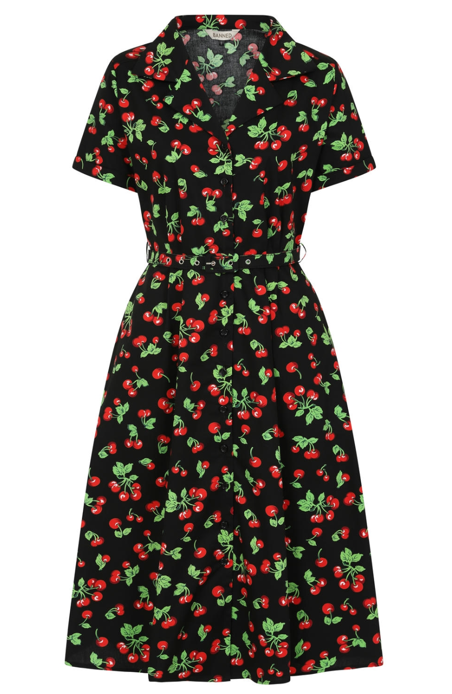 Swingkleid Darla Cherries, Schwarz