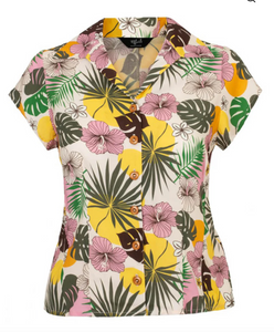 Bluse Benita, Tropisches Blumenmuster