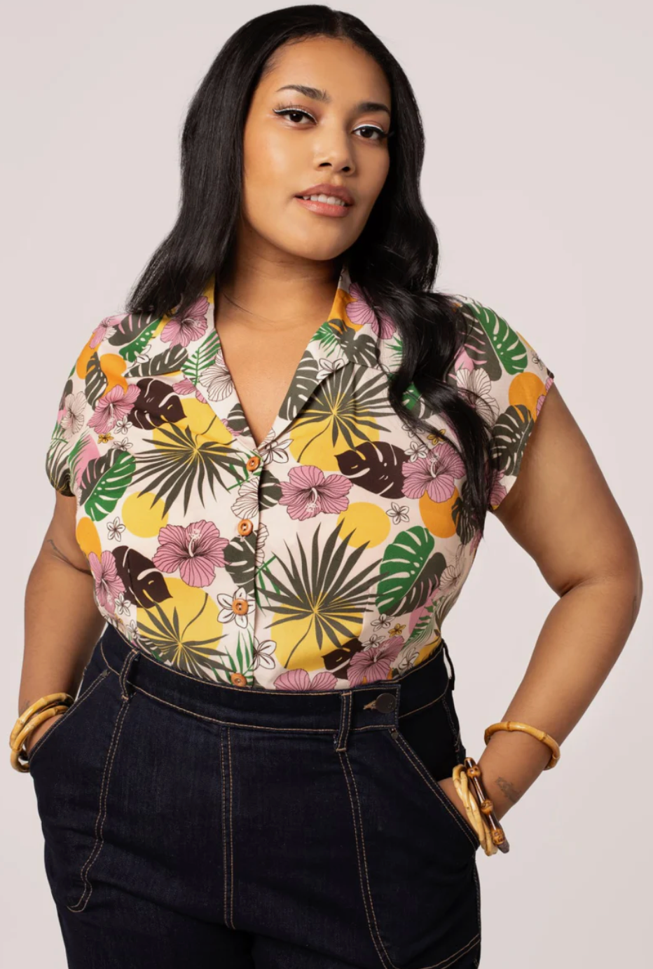 Bluse Benita,Tropisches Blumenmuster, Plus Size