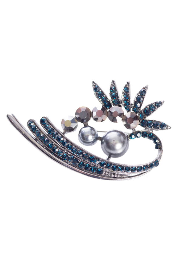 Brosche Margarete, Silber/ Blau