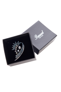 Brosche Margarete, Silber/ Blau