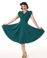 Laden Sie das Bild in den Galerie-Viewer, Swingkleid Retro 50s,  Teal- Petrol
