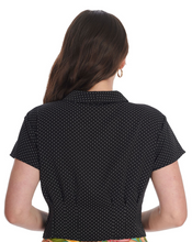 Laden Sie das Bild in den Galerie-Viewer, Bluse Black Garden , Pokadots, Schwarz
