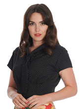 Laden Sie das Bild in den Galerie-Viewer, Bluse Black Garden , Pokadots, Schwarz

