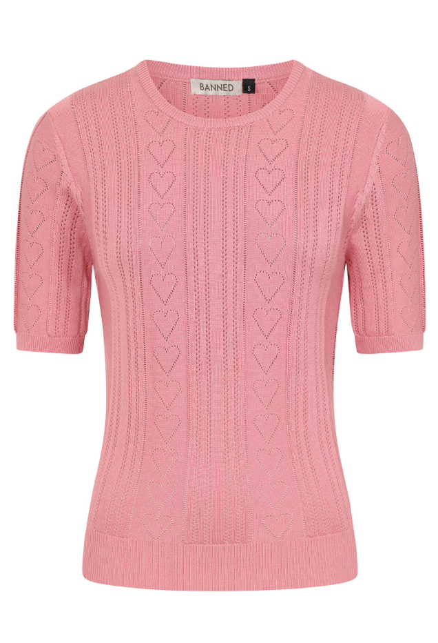 Top Ruby Heart, Feinstrick , Rosa