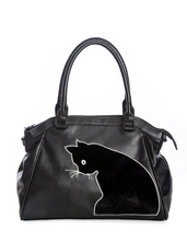 Laden Sie das Bild in den Galerie-Viewer, Tasche Sabrina, Schwarz mit Katzenapplikation
