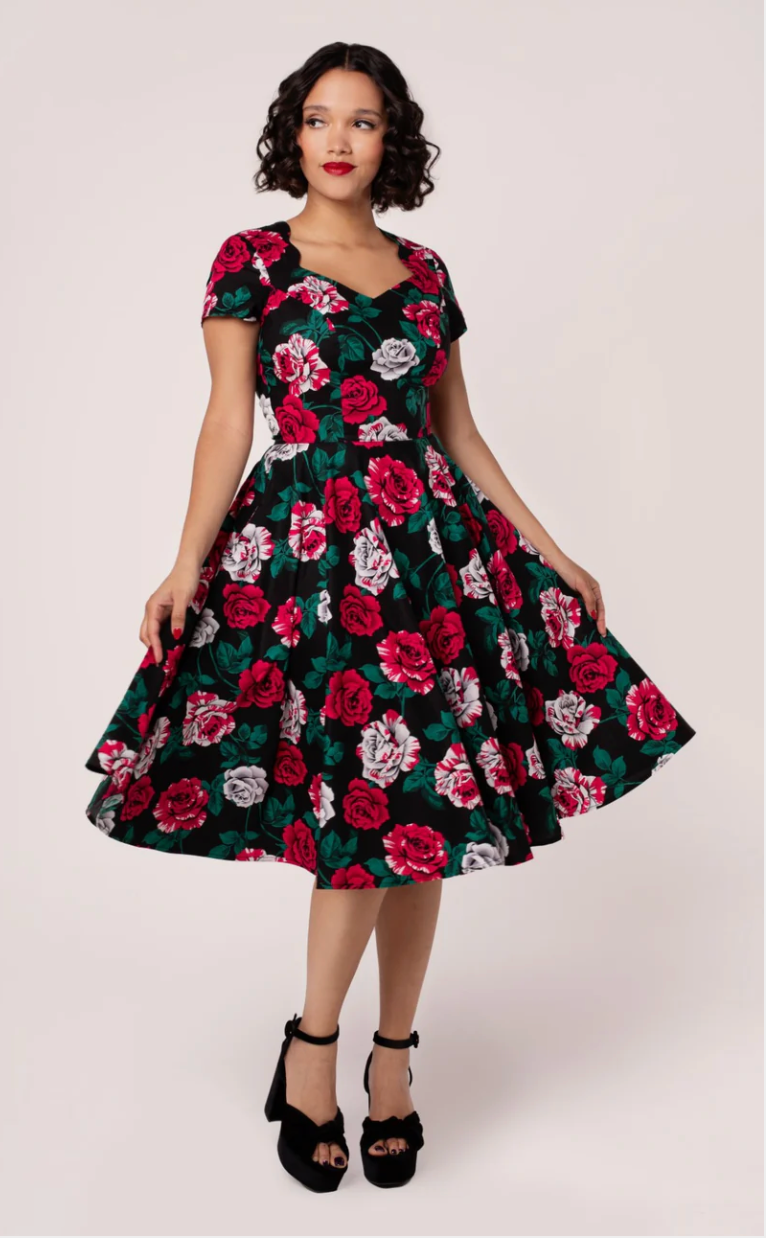 Swingkleid Paint me Roses, Bunt