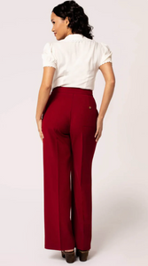 High Waist Marlenehose Ginger, 40's, Dunkelrot