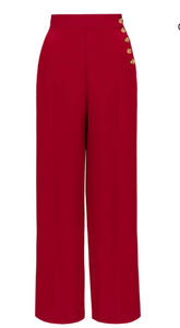High Waist Marlenehose Ginger, 40's, Dunkelrot
