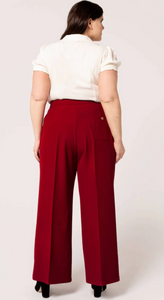 High Waist Marlenehose Ginger, 40's, Dunkelrot, Plus Size