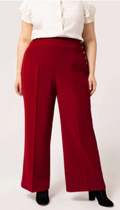 High Waist Marlenehose Ginger, 40's, Dunkelrot, Plus Size