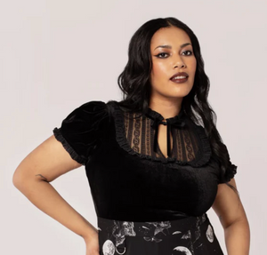 Samt-Top Mouming, Schwarz, Plus Size