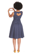 Laden Sie das Bild in den Galerie-Viewer, Swingkleid Dot Days 50&#39;s, Polka Navy, Plus Size
