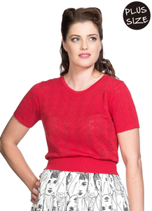 Feinstrick Pulli Nautical ,Rot, Plus Size