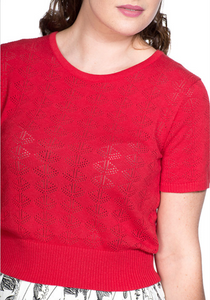 Feinstrick Pulli Nautical ,Rot, Plus Size