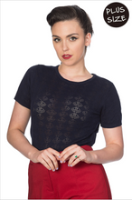 Laden Sie das Bild in den Galerie-Viewer, Feinstrick Pulli Nautical ,Schwarz, Plus Size
