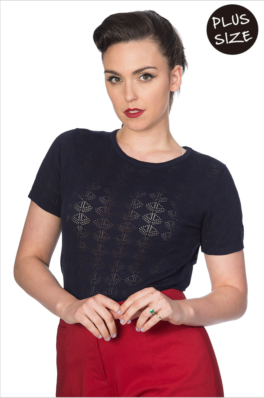 Feinstrick Pulli Nautical ,Schwarz, Plus Size