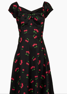 Swingkleid Nancy ( 50er-Jahre ) mit Kirschenmuster, Schwarz