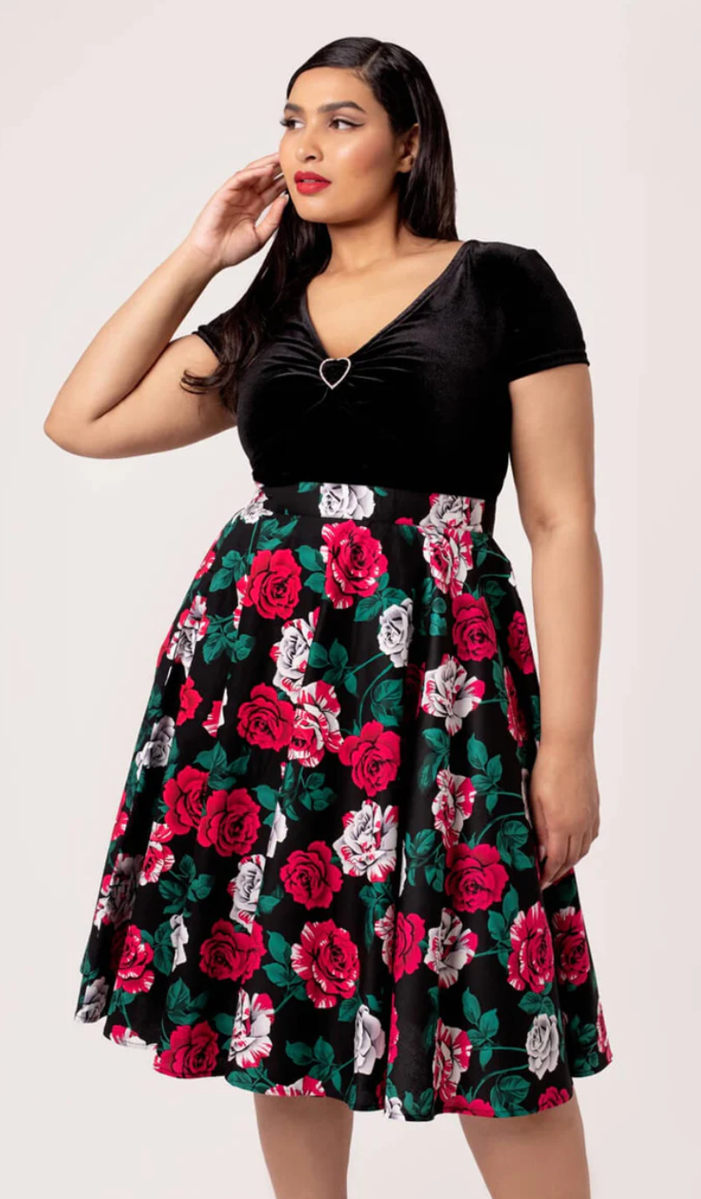 Swingrock Paint me Roses, Schwarz, Plus Size