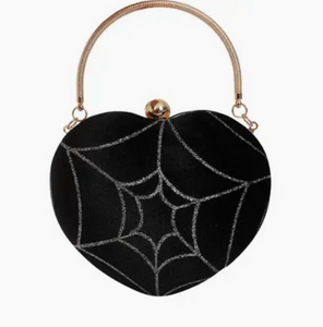 Handtasche Lou, Herzförmig-Samt, Schwarz