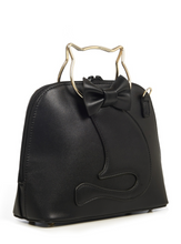 Laden Sie das Bild in den Galerie-Viewer, Retro Tasche Black Dixie, Katzen-Applikation, Schwarz
