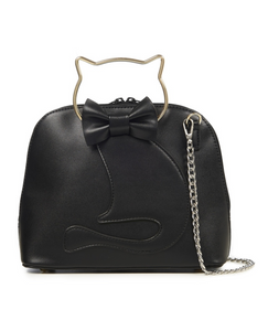 Retro Tasche Black Dixie, Katzen-Applikation, Schwarz