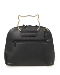 Retro Tasche Black Dixie, Katzen-Applikation, Schwarz