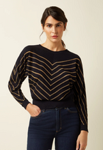 Laden Sie das Bild in den Galerie-Viewer, Pullover Joy Plume, Kaschmir-Baumwollmix, Schwarz
