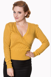 Feinstrick-Pulli Basic Instinct mit Lochmuster, Senf