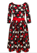 Laden Sie das Bild in den Galerie-Viewer, Swingkleid Poppy, Blumenmuster-Schwarz
