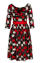 Laden Sie das Bild in den Galerie-Viewer, Swingkleid Poppy, Blumenmuster-Schwarz
