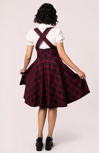 Latzkleid Carmina Pinafore, Tartan-Burgundy