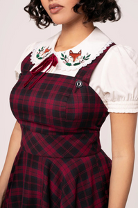 Latzkleid Carmina Pinafore, Tartan-Burgundy
