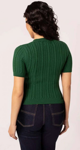 Strick-Pulli Autumn Pumpkin-Stickerei, Tannengrün