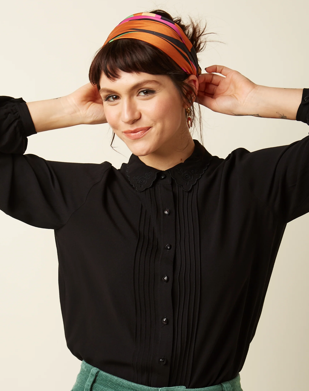 Vintage Bluse Alicia Etha,Schwarz