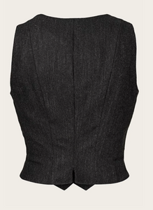 The Suit Up Waistcoat Black & Charcoal Tweed