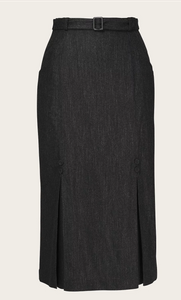 The Tripple Step Skirt, Wollmix, Black & Charcoal Tweed, Plus Size
