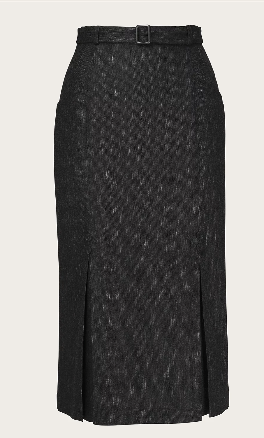The Tripple Step Skirt, Wollmix, Black & Charcoal Tweed, Plus Size