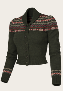 Cardigan The Fair Isle, Merinowolle, Pine Green