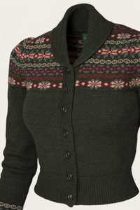 Cardigan The Fair Isle, Merinowolle, Pine Green