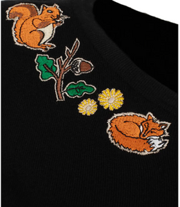Cardigan Chester mit herbstlichem Motiv,Schwarz