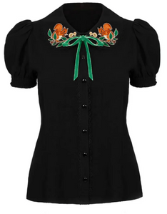 Vinatge Bluse Chester, mit herbstlichem Motiv
