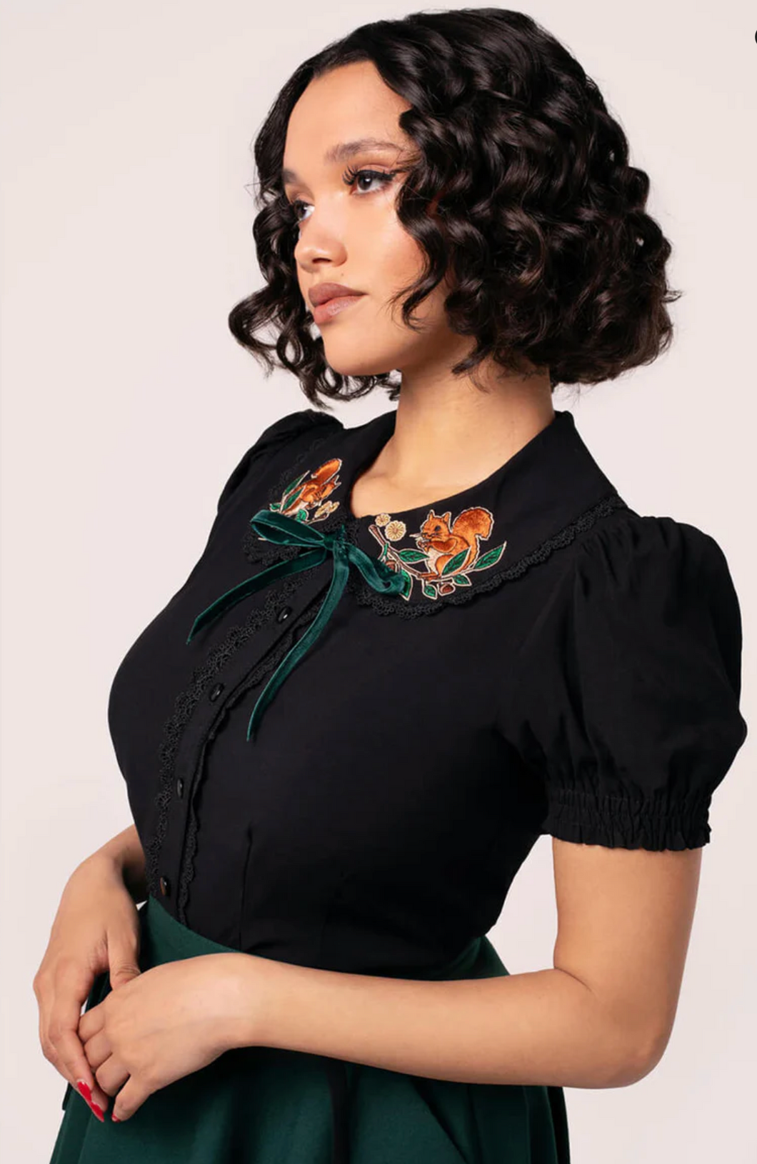 Vinatge Bluse Chester, mit herbstlichem Motiv