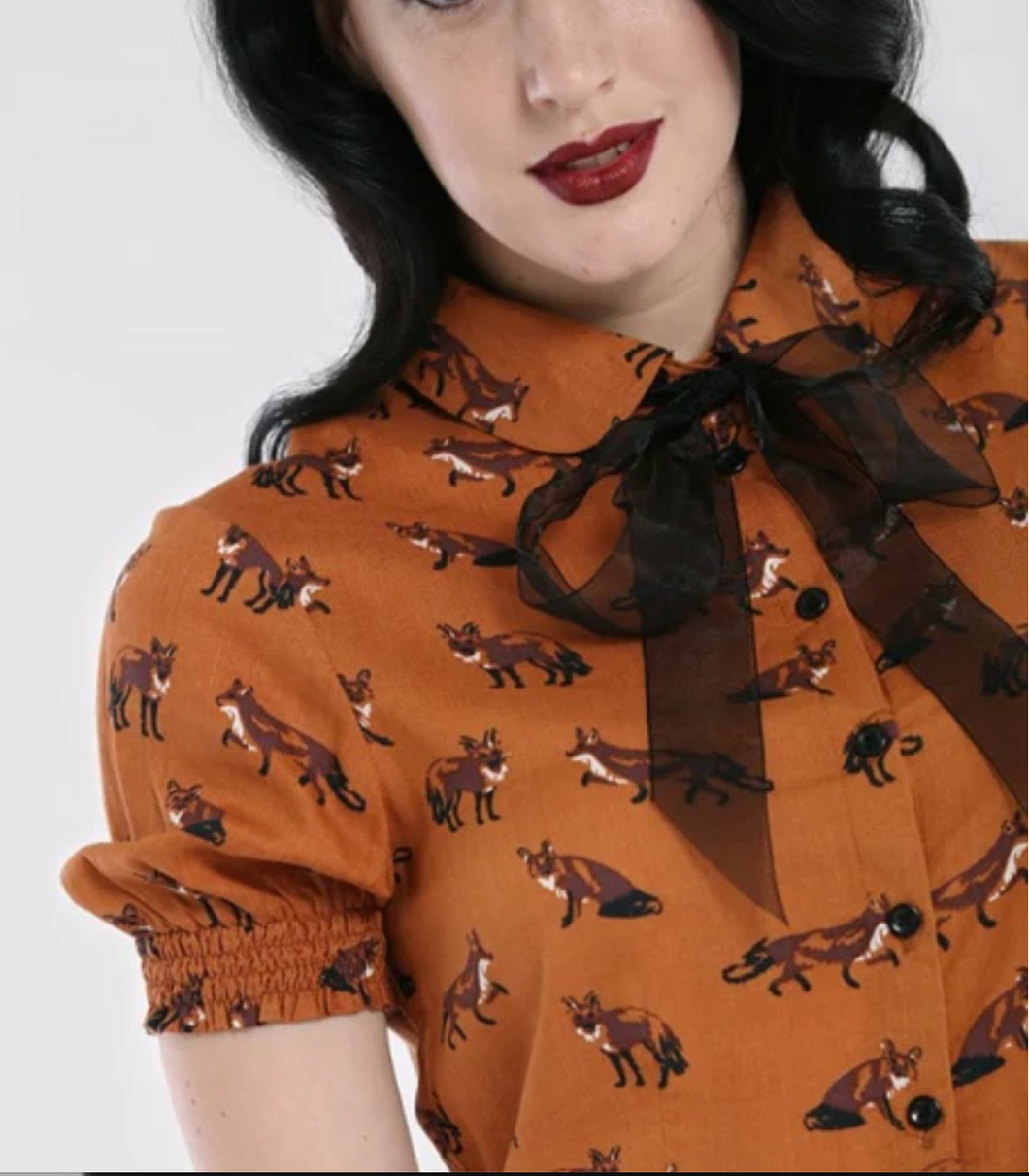 Bluse Vixey Fox 40's, Braun, Plus Size